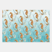 Seapaarden onder het Caraïbisch Zee Turquoise Blue Inpakpapier Vel (Voorkant 2)