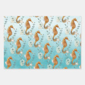 Seapaarden onder het Caraïbisch Zee Turquoise Blue Inpakpapier Vel (Voorkant)