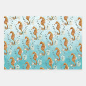 Seapaarden onder het Caraïbisch Zee Turquoise Blue Inpakpapier Vel (Voorkant 3)