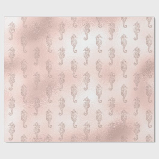Seapaarden op roze cadeaupapier (Vlak)