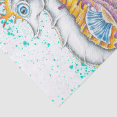 Seapaarden Oranje Magenta Splash Ink Tissuepapier (Detail)