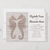 Seapaarden Rustic Driftwood Weddenschap Kaart (Voorkant)