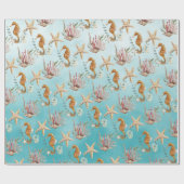 Seapaarden Starfish under the Caribbean Blue Zee Cadeaupapier (Vlak)