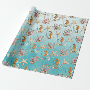 Seapaarden Starfish under the Caribbean Blue Zee Cadeaupapier