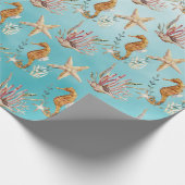 Seapaarden Starfish under the Caribbean Blue Zee Cadeaupapier (Hoek)