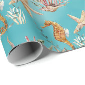 Seapaarden Starfish under the Caribbean Blue Zee Cadeaupapier (Rol Hoek)