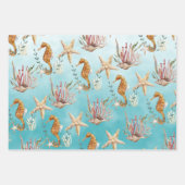 Seapaarden Starfish under the Caribbean Blue Zee Inpakpapier Vel (Voorkant 2)