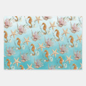 Seapaarden Starfish under the Caribbean Blue Zee Inpakpapier Vel (Voorkant 3)