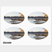 Seaplane bij het meer ovale sticker (Vel)