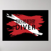 Search and Recovery Diver, Diver Down Flag, Scuba Poster (Voorkant)