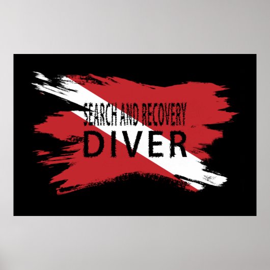 Search and Recovery Diver, Diver Down Flag, Scuba Poster (Voorkant)