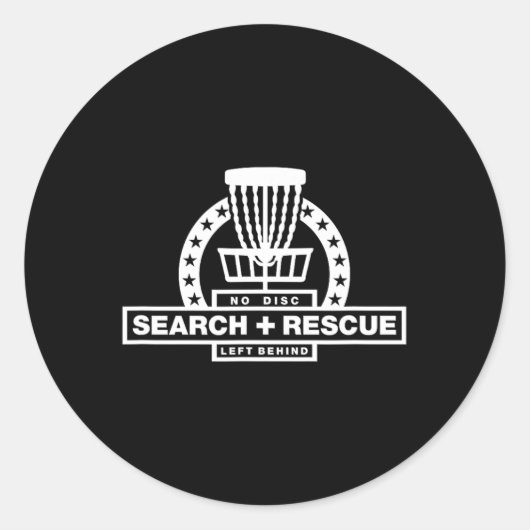 Search and Rescue Disc Golf Ronde Sticker (Voorkant)