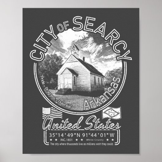 SEARCY ARKANSAS -  WITTE HOOFDSTUK POSTER (Voorkant)