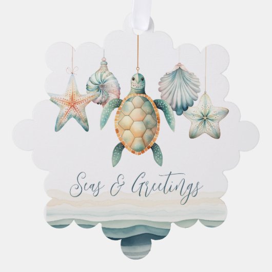 Seas and Greetings Photo Christmas Ornament  (Voorkant)