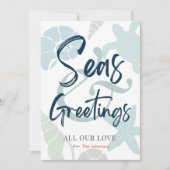 Seas and Greetings Seashell Holiday Photo Card Kaart (Voorkant)