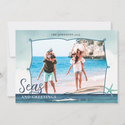 Seas & Greetings Coastal Christmas with photo  Feestdagenkaart (Voorkant)