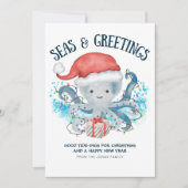 Seas & Greetings Octopus Santa Christmas Feestdagenkaart (Voorkant)