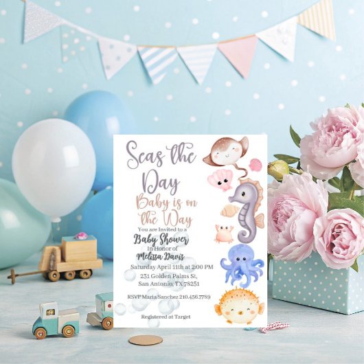 Seas the Day Baby Shower Invitation Kaart