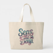 Seas the Day Tropical Beach Summer Sailing Fun Grote Tote Bag (Achterkant)