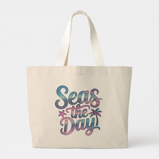 Seas the Day Tropical Beach Summer Sailing Fun Grote Tote Bag (Achterkant)