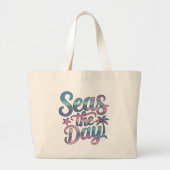 Seas the Day Tropical Beach Summer Sailing Fun Grote Tote Bag (Voorkant)