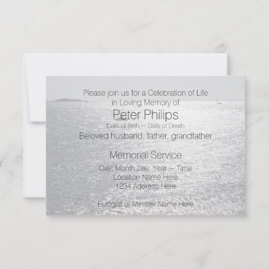 Seascape 1 Viering van het leven Memorial Service Kaart (Achterkant)