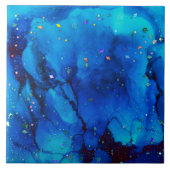 Seascape Alcohol Ink Abstract Tegeltje (Voorkant)