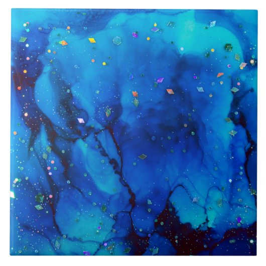 Seascape Alcohol Ink Abstract Tegeltje (Voorkant)