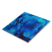 Seascape Alcohol Ink Abstract Tegeltje (Zijkant)