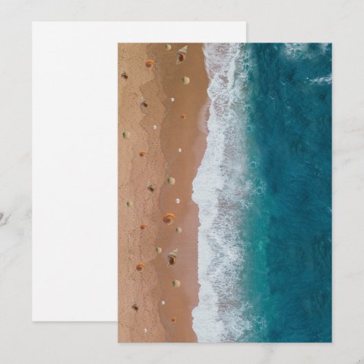 SEASCAPE BEACH SHELLS ZOMERVAKANTIE FEESTDAGENKAART (Voorkant / Achterkant)