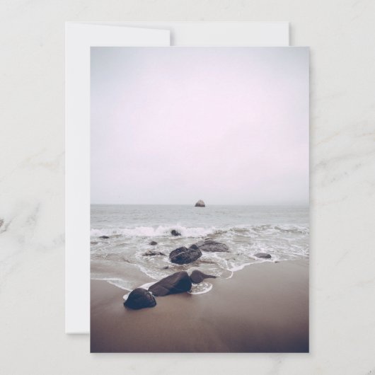 Seascape Beach Shore Navy Summer Wedding Kaart (Achterkant)