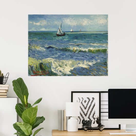 Seascape bij Les Saintes-Maries-de-la-Mer Poster (Thuiskantoor)