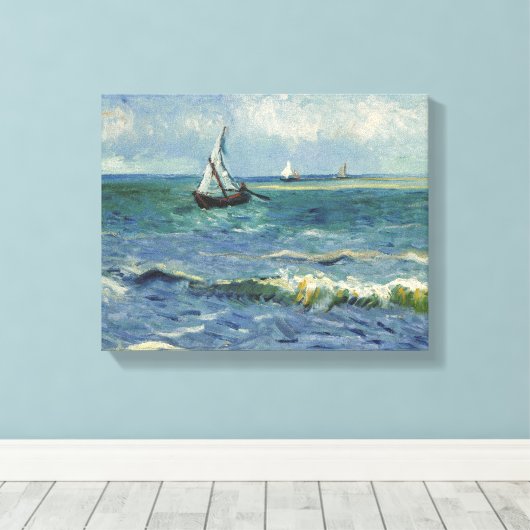 Seascape bij Saintes-Maries door Vincent van Gogh Canvas Afdruk (Insitu (Houten vloer))