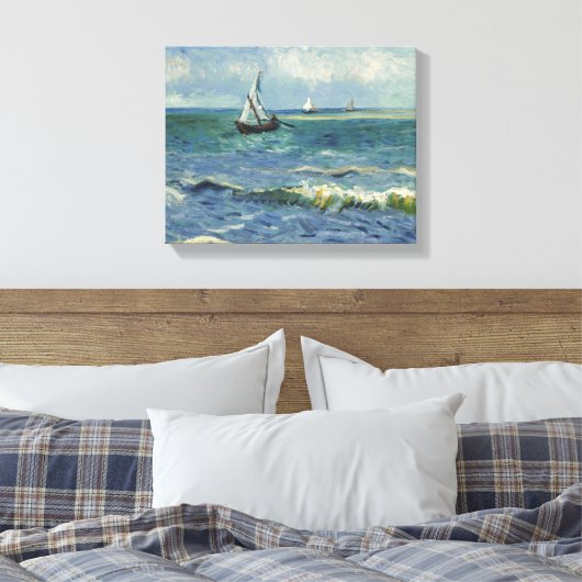 Seascape bij Saintes-Maries door Vincent van Gogh Canvas Afdruk (Insitu (Slaapkamer))