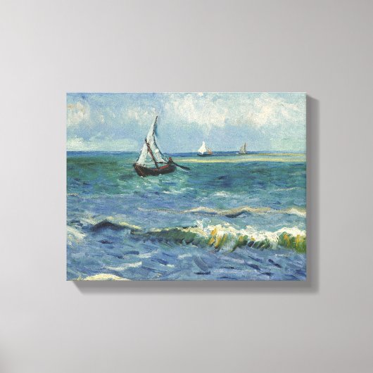 Seascape bij Saintes-Maries door Vincent van Gogh Canvas Afdruk (Voorkant)