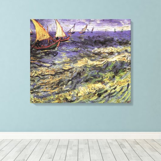 Seascape bij Saintes Maries door Vincent van Gogh Canvas Afdruk (Insitu (Houten vloer))