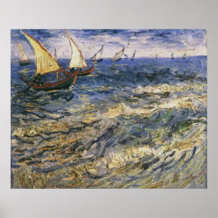 Seascape bij Saintes-Maries door Vincent van Gogh Poster