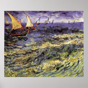 Seascape bij Saintes-Maries door Vincent van Gogh Poster