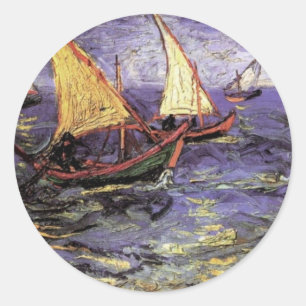 Seascape bij Saintes Maries door Vincent van Gogh Ronde Sticker