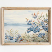Seascape Blueberry Fruit Plant Waterverf Print