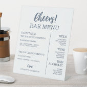 Seascape Coastal Wedding Blue Bar Menu Reclamebord Met Voetstuk (Insitu)