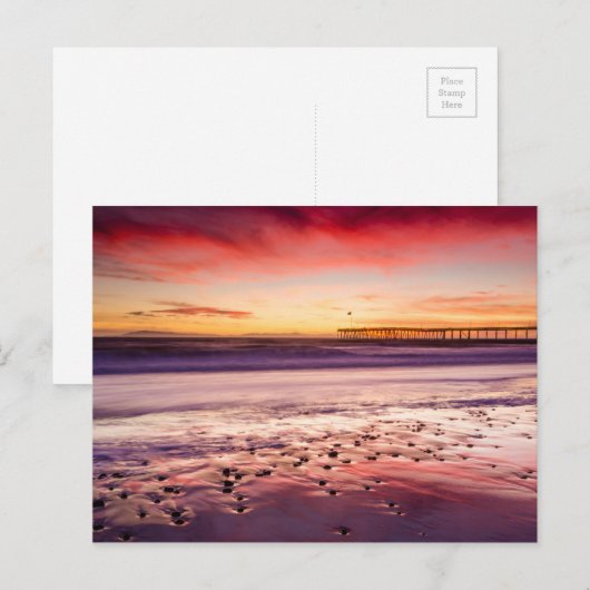 Seascape en pier bij zonsondergang, CA Briefkaart (Voorkant / Achterkant)
