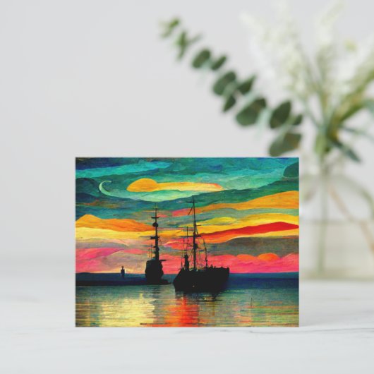 Seascape geïnspireerd door Kandinsky en Paul Klee Briefkaart (Staand voorkant)