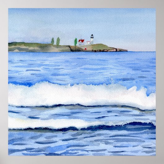 Seascape in York, Maine Waterverf Archival Print (Voorkant)