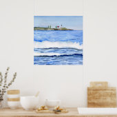 Seascape in York, Maine Waterverf Archival Print (Keuken)
