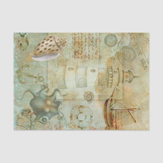 Seascape Lighthouse Octopus  Tissuepapier (Voorkant)