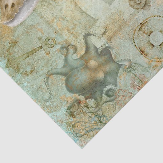 Seascape Lighthouse Octopus  Tissuepapier (Detail)