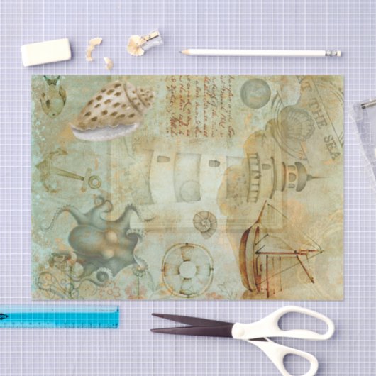 Seascape Lighthouse Octopus  Tissuepapier (Craft)