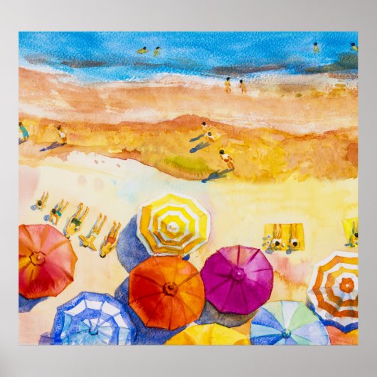 Seascape Love: Waterverf vakantieschilderij Poster (Voorkant)