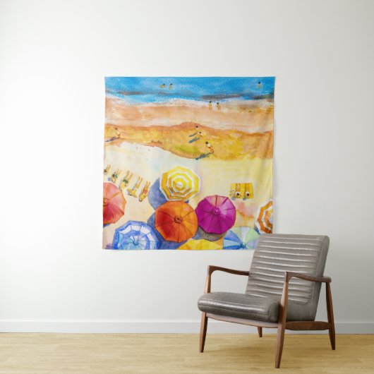 Seascape Love: Waterverf vakantieschilderij Wandkleed (In situ)